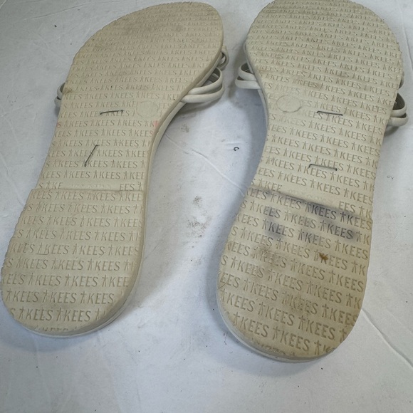 TKEES NEW Strappy Leather Sandals Slides Flats Mules Minimalist Neutral White 7 - Picture 8 of 11